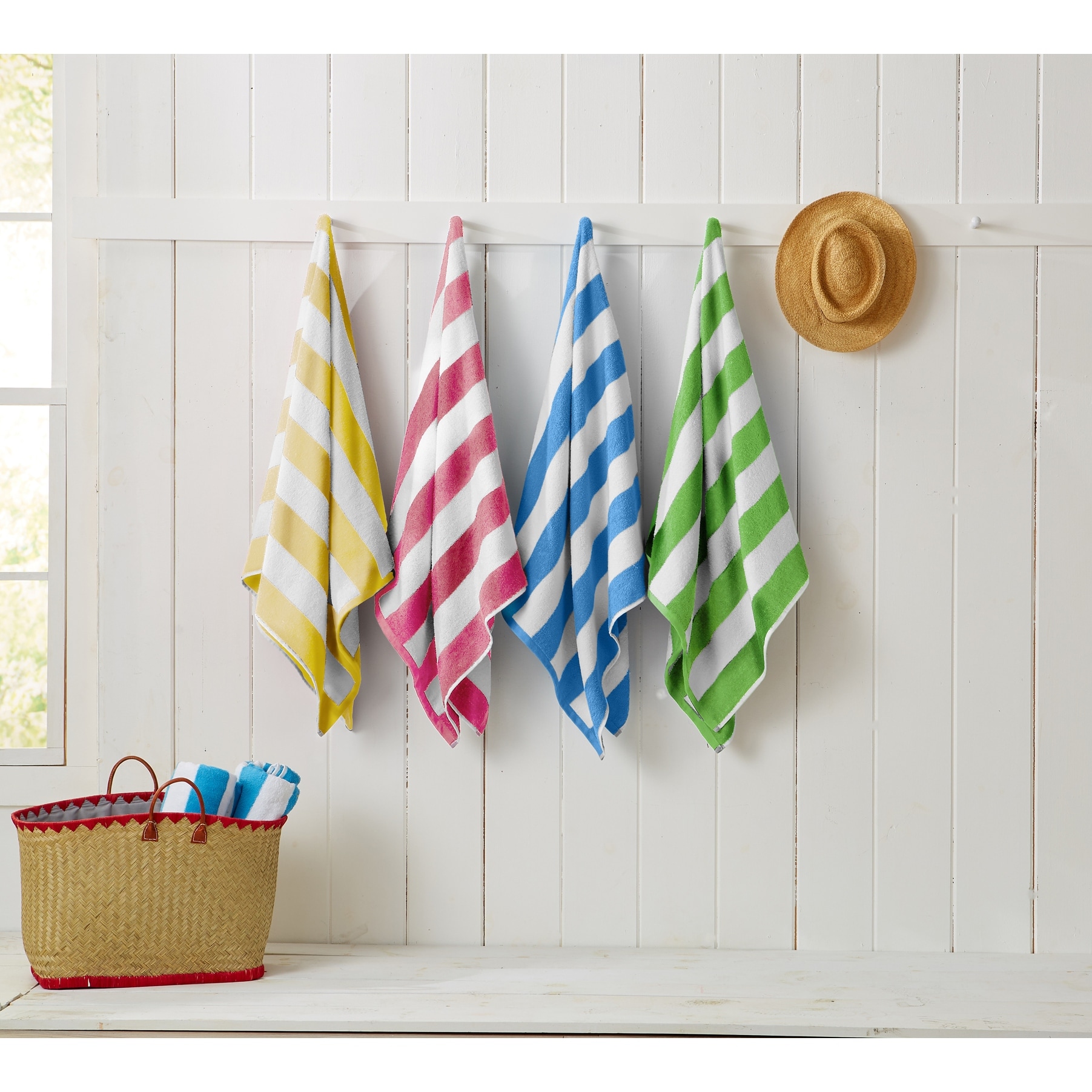 Luxurious Cotton Cabana Stripe Beach Towel - 4 Pack - 30" x 60"