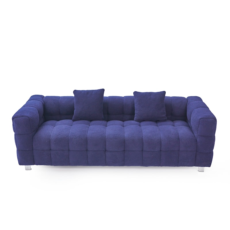 81" Grain Fleece Fabric Sofa with 2 Pillows