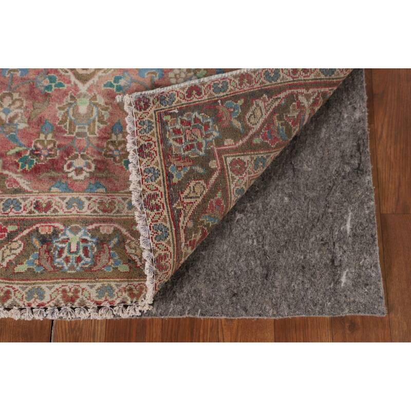 Kashan Persian Vintage Runner Rug Handmade Wool Carpet - 3'1"x 10'7"