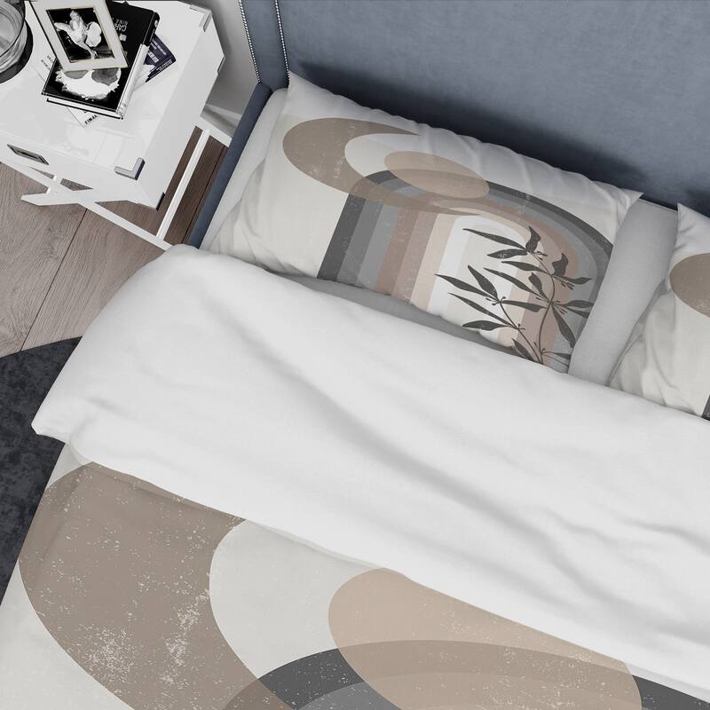 Designart 'Abstract Sun and Moon In Gray and Blue' Modern Duvet Cover Set