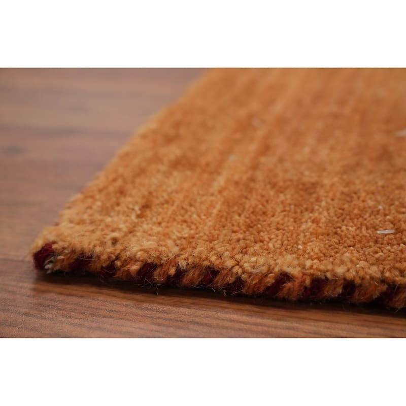 Hand Knotted Oriental 100% Wool Carpet Tribal Animal Pictorial Oranges & Rust Gabbeh Area Rug - 8' 11'' X 9' 2''