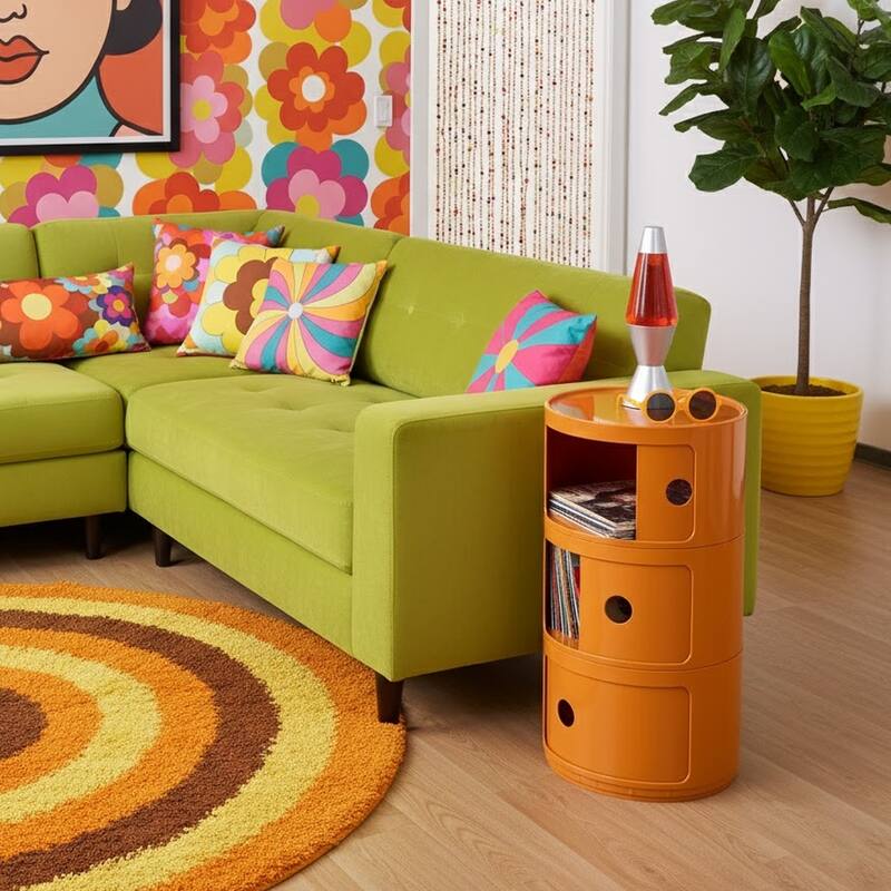 Modern 3 Tier Orange Side Table Nightstand