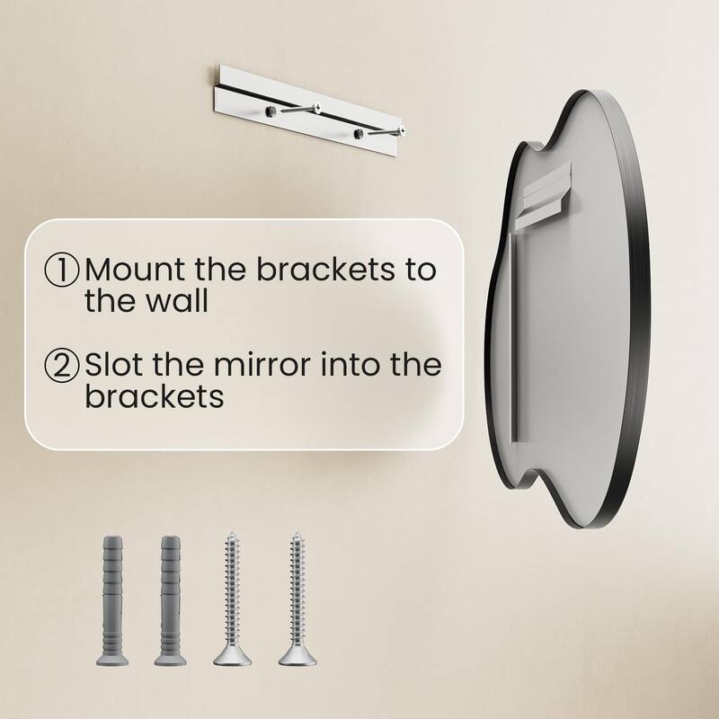 Asymmetrical Decorative Wall Mirror Irregular Aluminum Alloy Frame Bathroom Vanity Mirror - Black