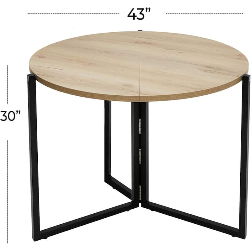 Natural Foldable Multi-Use Round Table 43" Space-Saving Modern Design