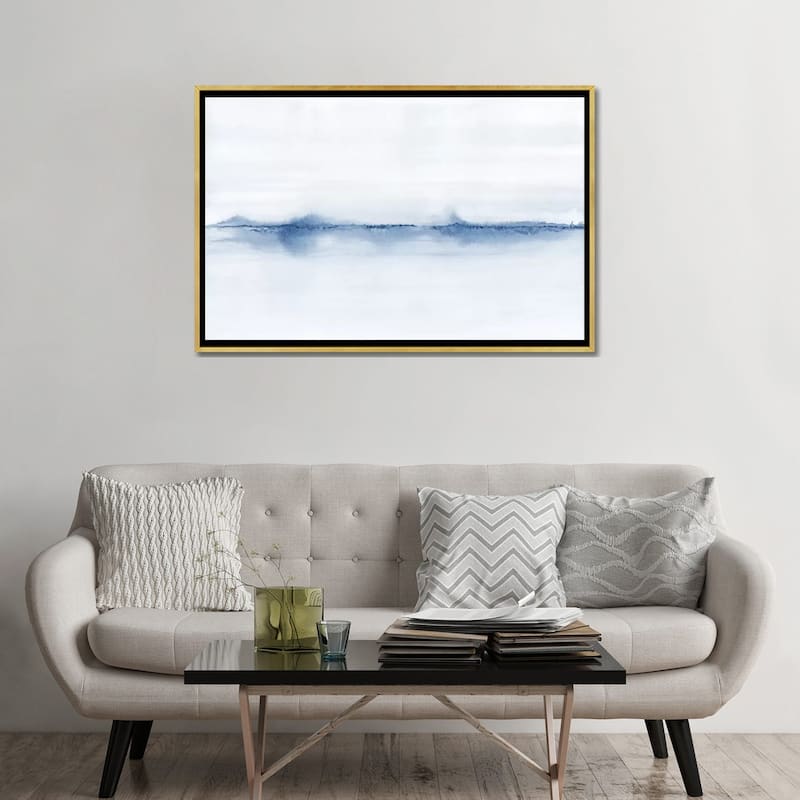 iCanvas "Watercolor Landscape V - Shades Of Blue" by Nouveau Prints Framed Canvas Print