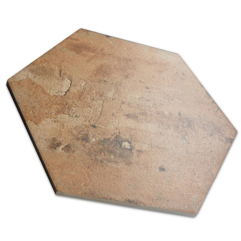 Merola Tile Terre Hex Rosso 9-7/8" x 11-3/8" Porcelain Floor and Wall Tile - Case (17 Tiles)