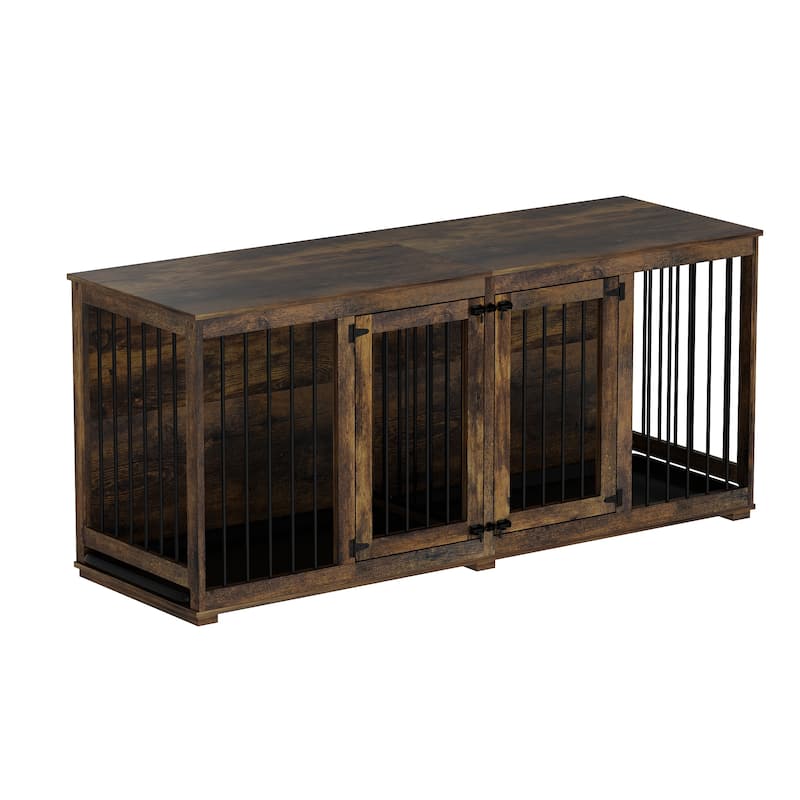 70.9" Modern Home Collection Dual Door Dog Kennel Available in Elegant