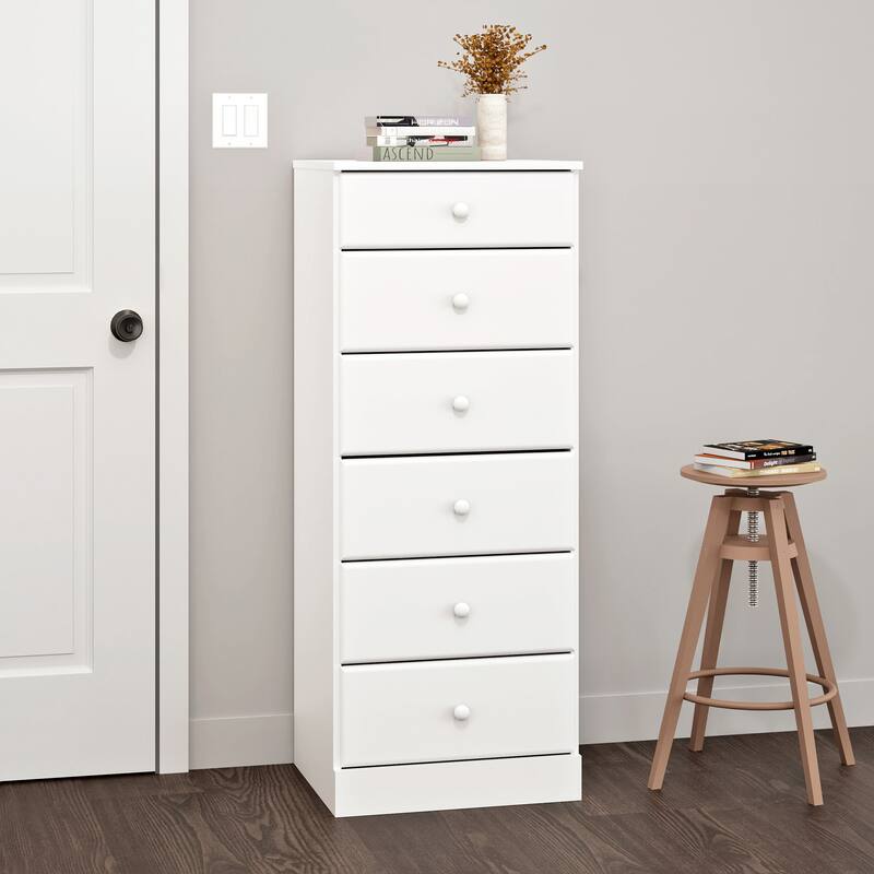 Bella 6-Drawer Tall Chest, White