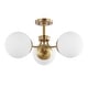 preview thumbnail 8 of 9, Ojai 23.5" 3-Light Bohemian Farmhouse Iron/Frosted Glass LED Semi Flush Mount, Brass Gold/White by JONATHAN Y