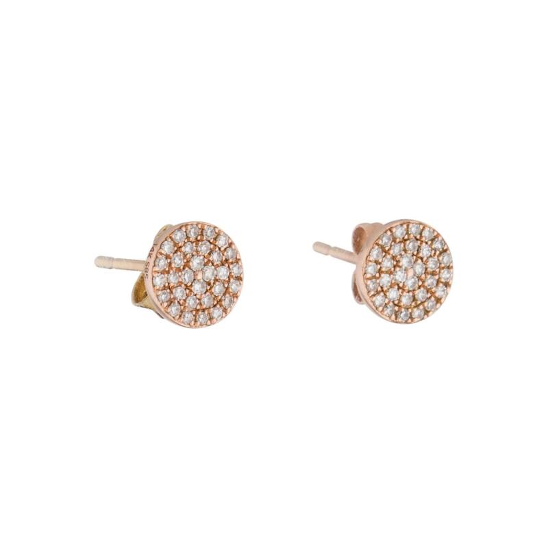 Joelle Collection Round Diamond Stud Earrings - 14K Gold 1/5 CTTW Round Pave Disc Diamond Studs