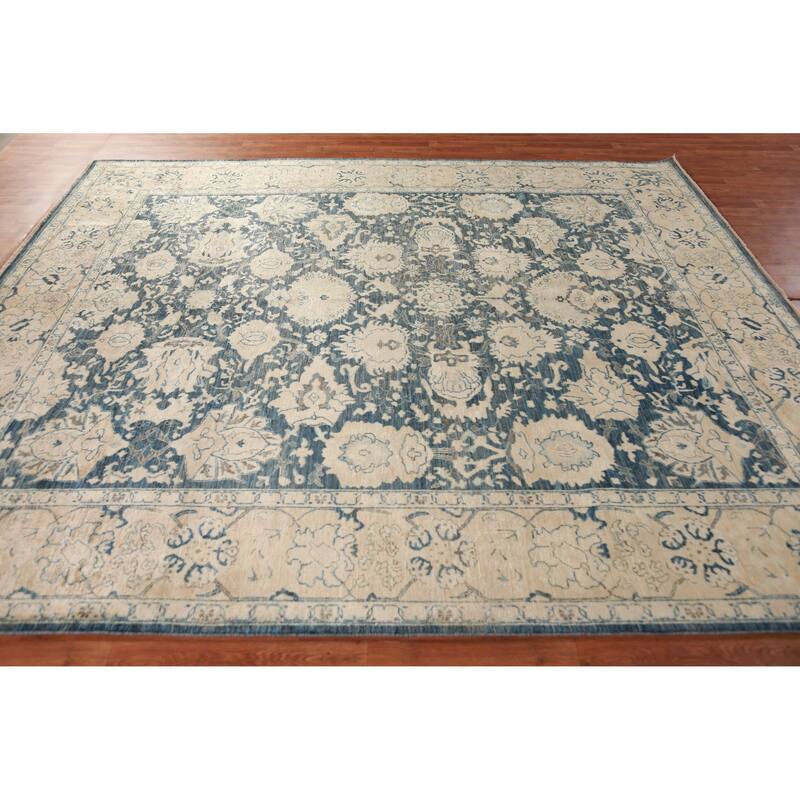 Blue Vegetable Dye Ziegler Oriental Area Rug Hand-Knotted Wool Carpet - 8'4"x 9'9"