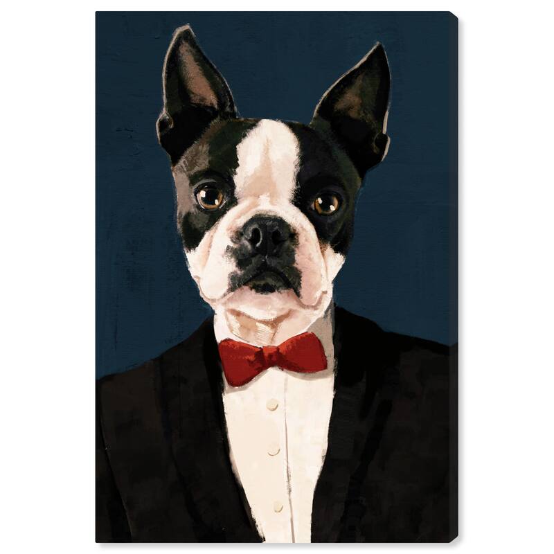 Wynwood Studio 'Mister Frenchie' Animals Wall Art Canvas Print Dogs and Puppies - Black, White