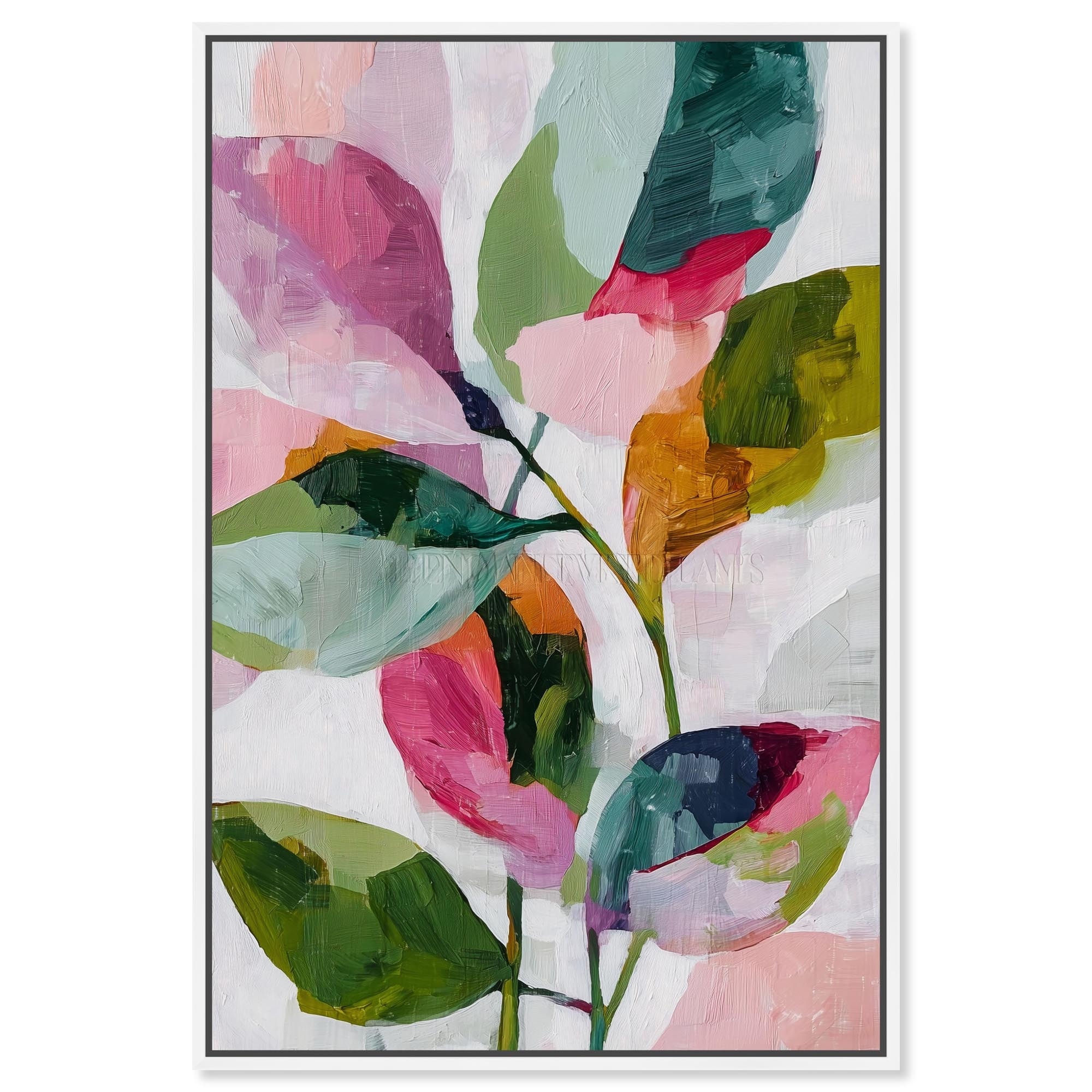 Vibrant Leaves II Pink Palm Wall Art Canvas Print by Art Remedy
