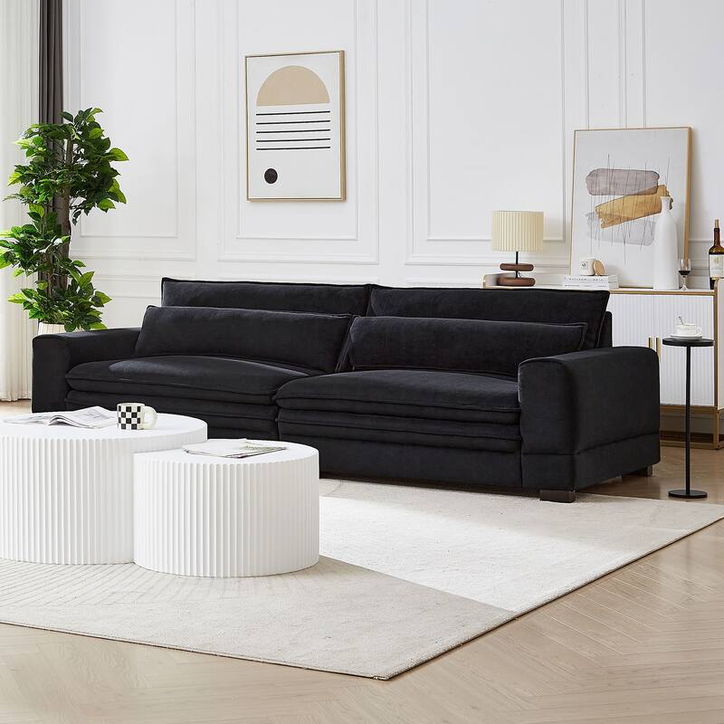 Modern 104.7" Large Fabric Sofa with Lumbar Pillows