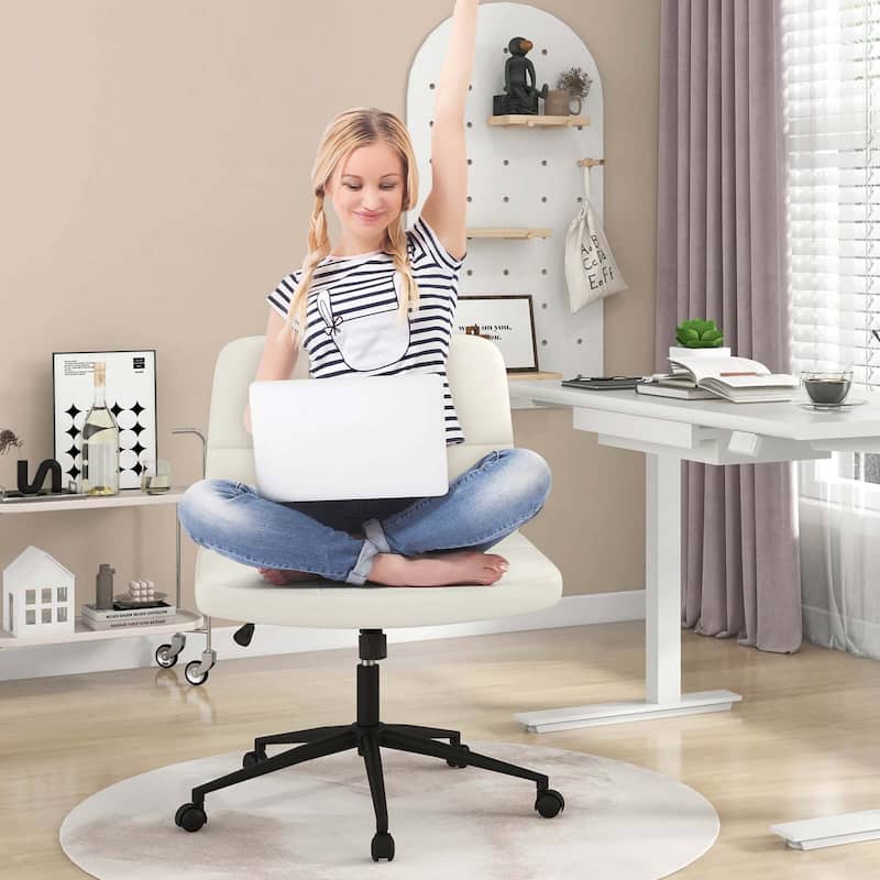 Costway Criss Cross Chair with Wheels Oversized U-shaped Seat Wheels - See Details