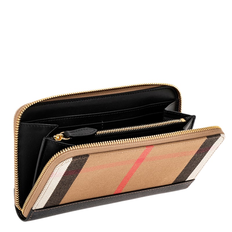Burberry Zip Around Wallet in House Check and Leather