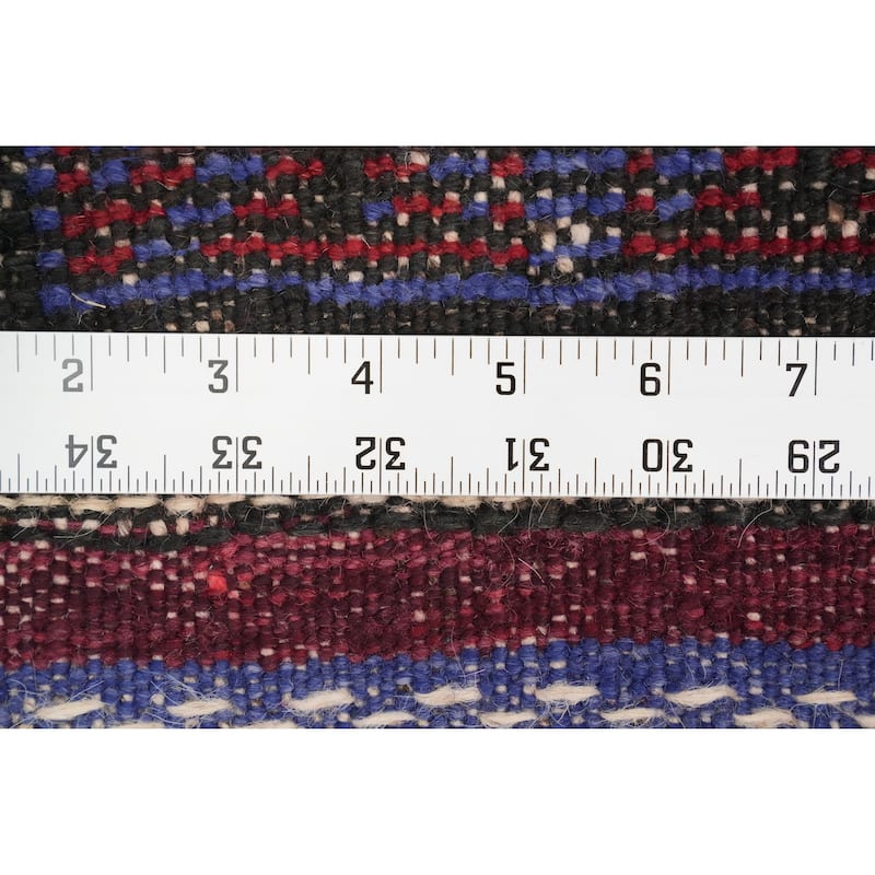 Hand Knotted Oriental 100% Wool Carpet Traditional Tribal Navy Blue & Blues Balouch Runner Rug - 8' 10'' X 2' 1''