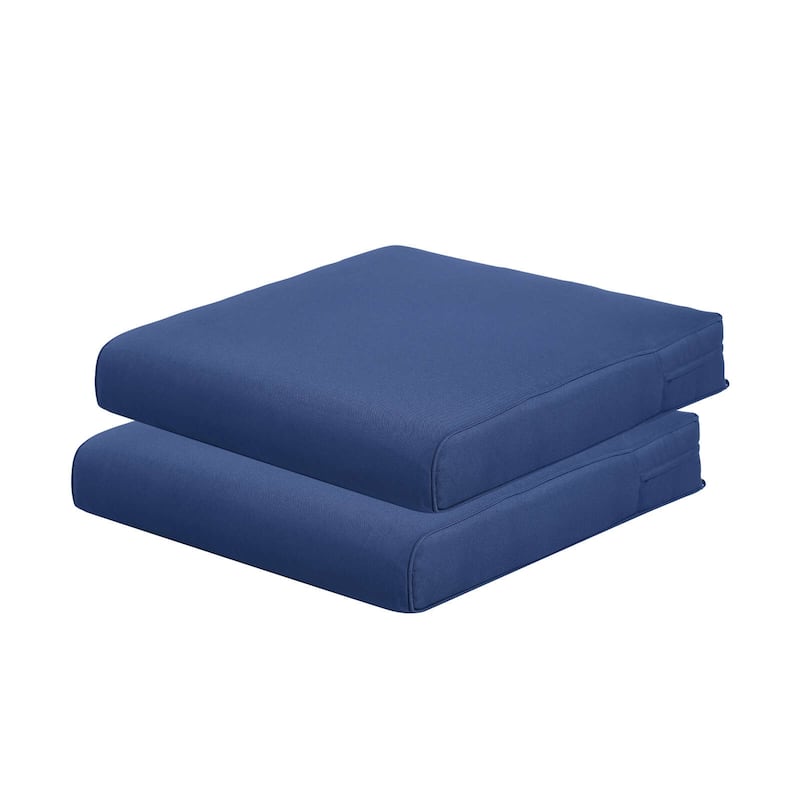 Aoodor Outdoor Removable Chair Cushion with Hidden Zipper（Set of 2） - 24''x24'' - Navy Blue