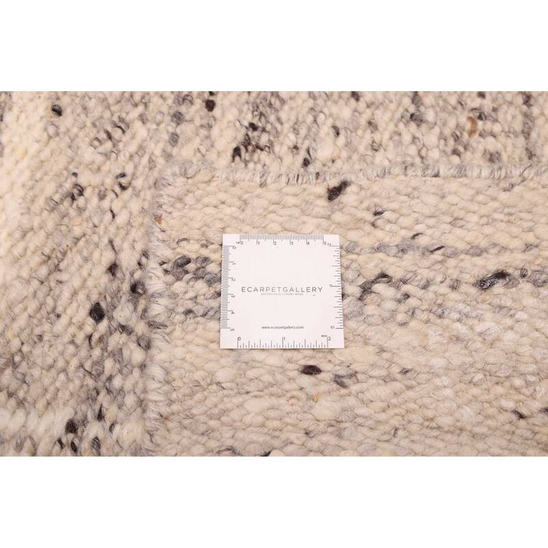 ECARPETGALLERY Hand Woven Looma Light Grey Wool Rug - 8'3 x 10'2
