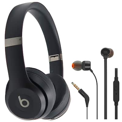 Beats by Dr. Dre Beats Solo 4 Wireless On-Ear Headphones (Matte Black) + JBL T110 in Ear Headphones Black