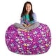 preview thumbnail 39 of 192, Kids' Stuffed Animal Storage Bean Bag Chair Cover or Toy Organizer 48 Inches Extra Large - Canvas Multi-Colored Hearts on Purple