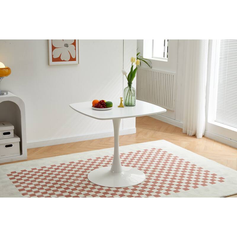 31.5inch Modern Dining Table - Easy Assembly & Sturdy Metal Legs - Matte White