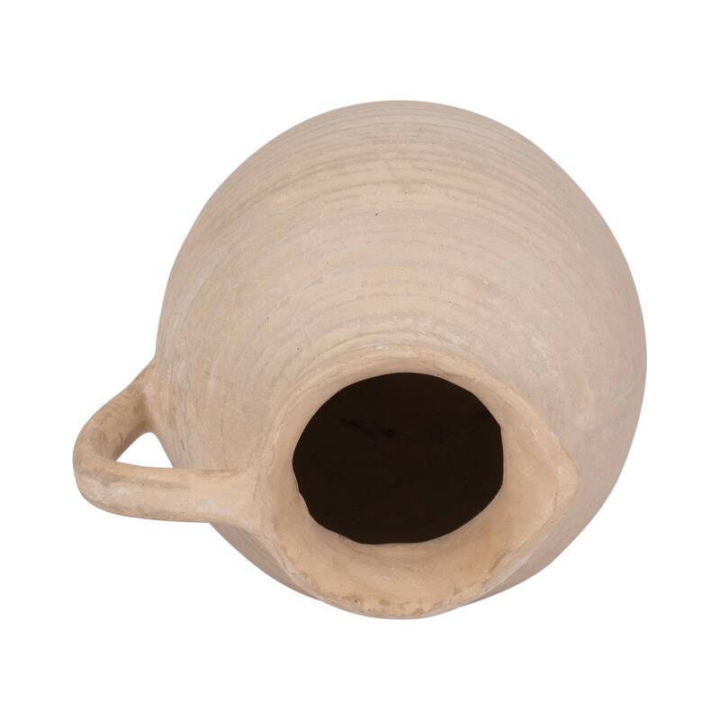 Sagebrook Home Ivory Paper Mache 10" Pitcher Vase - Rustic Elegance, Artisan Crafted