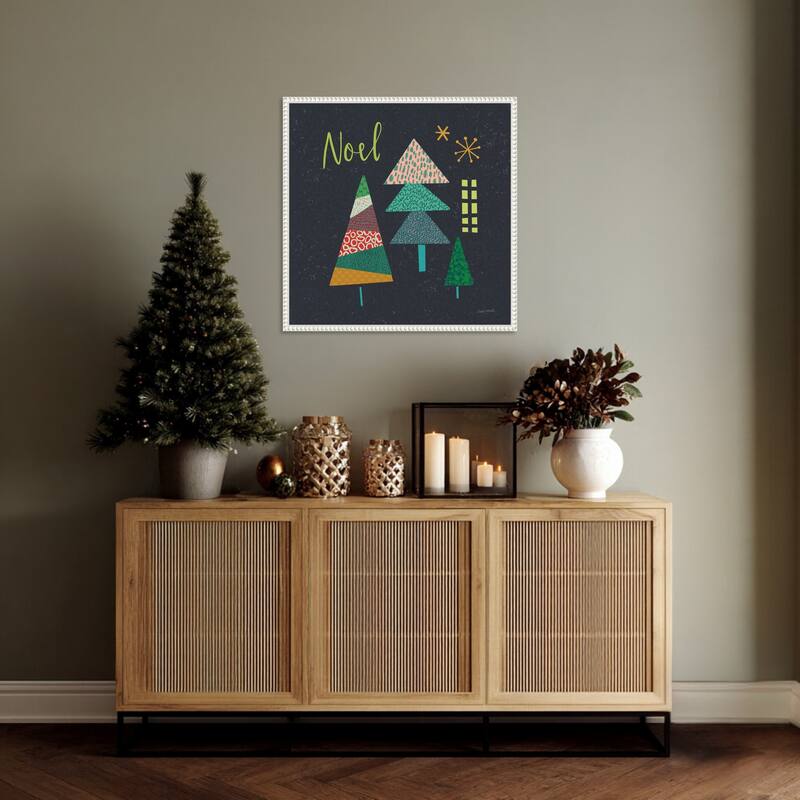 Winter Wonder I by Cheryl Warrick (22 x 22 in.), Framed Canvas Wall Art Print - Sylvie Beaded White