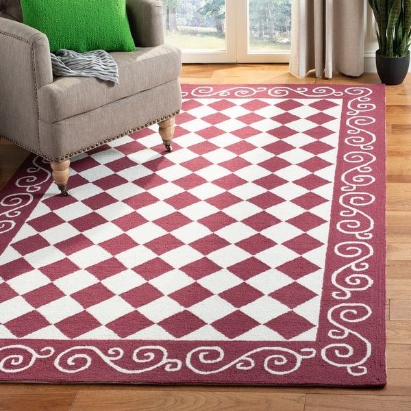 slide 2 of 6, SAFAVIEH Handmade Chelsea Marlee French Country Wool Rug 2'9" x 4'9" - Burgundy/Ivory - Rectangle