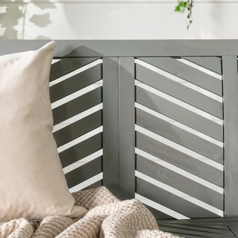 Walker Edison Acacia Wood Outdoor Chevron Love Seat