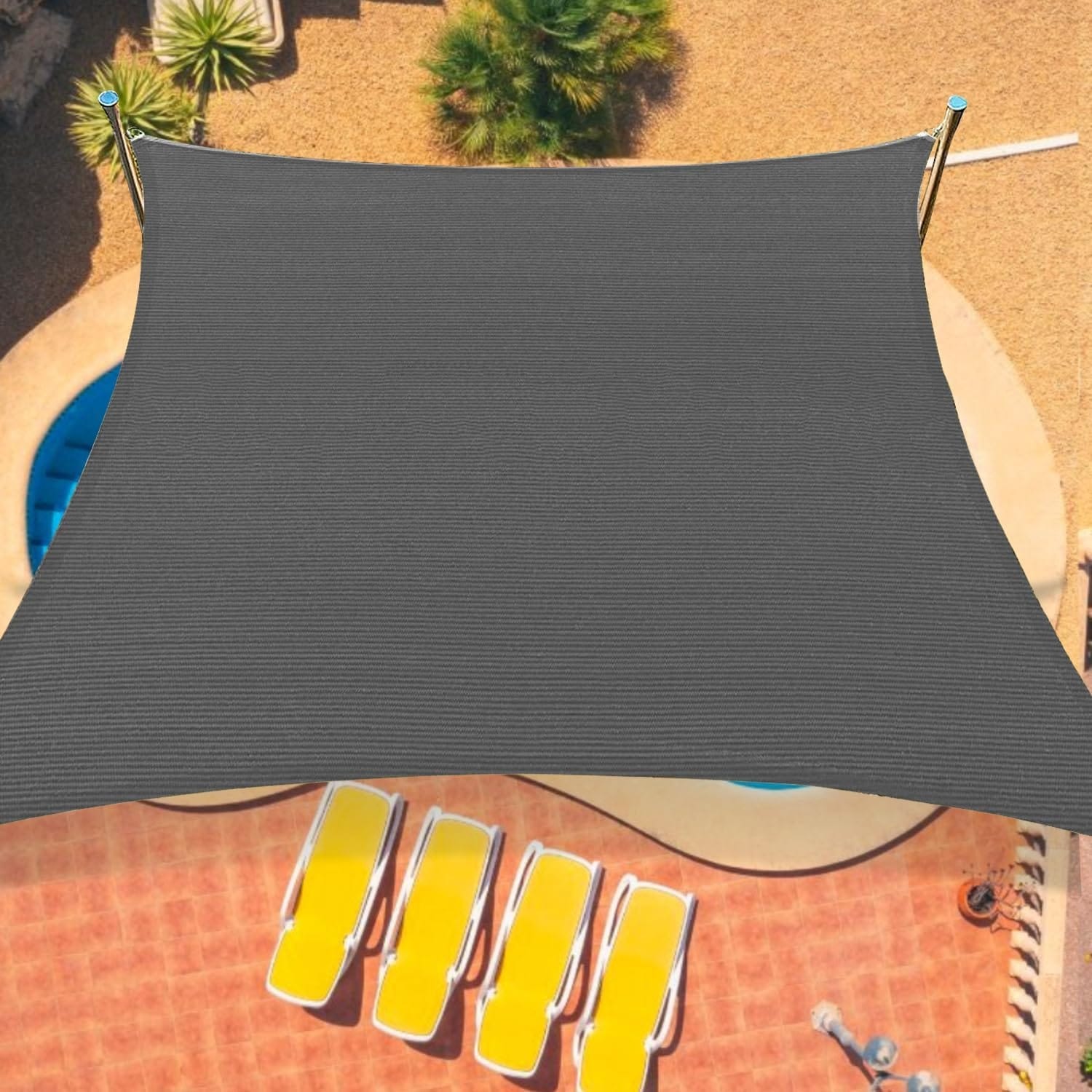 16'x20' Curved Outdoor Sun Shade Sail, Heavy Duty UV Block, Dark Grey, for Patio, Garden, and Deck