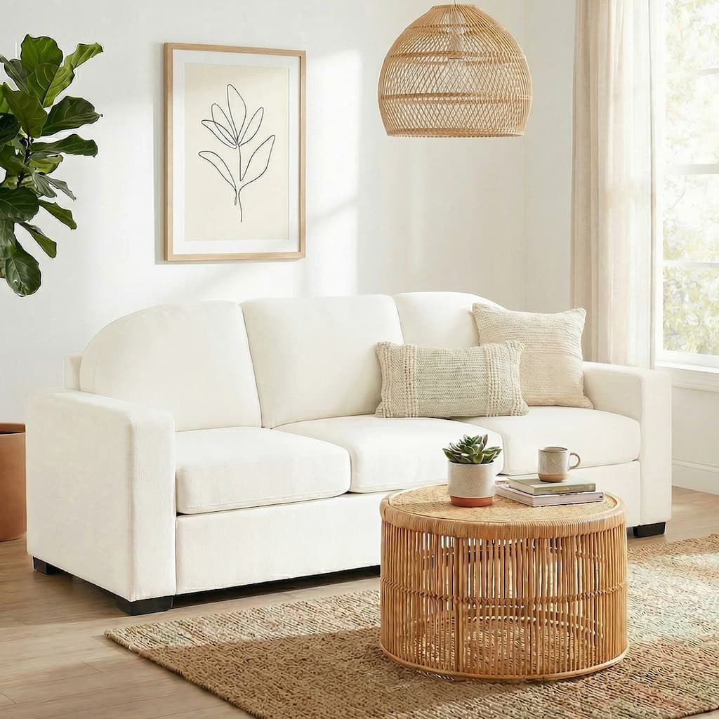 3-seater Sofa 84.7" Sofa Couch Upholstered Sofa with Curved Backrest
