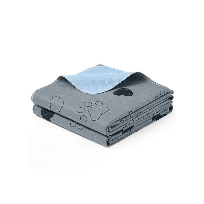 Gray Polyester Washable 2-Pack Dog Pee Pads with Waterproof Backing