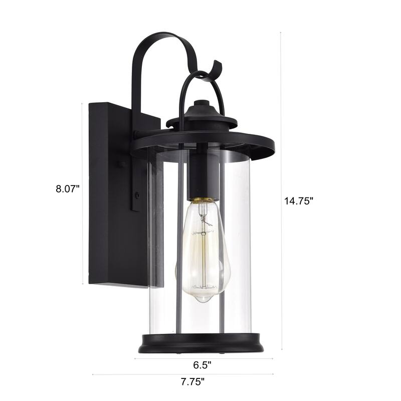 1-light Textured Black Outdoor Wall Lantern