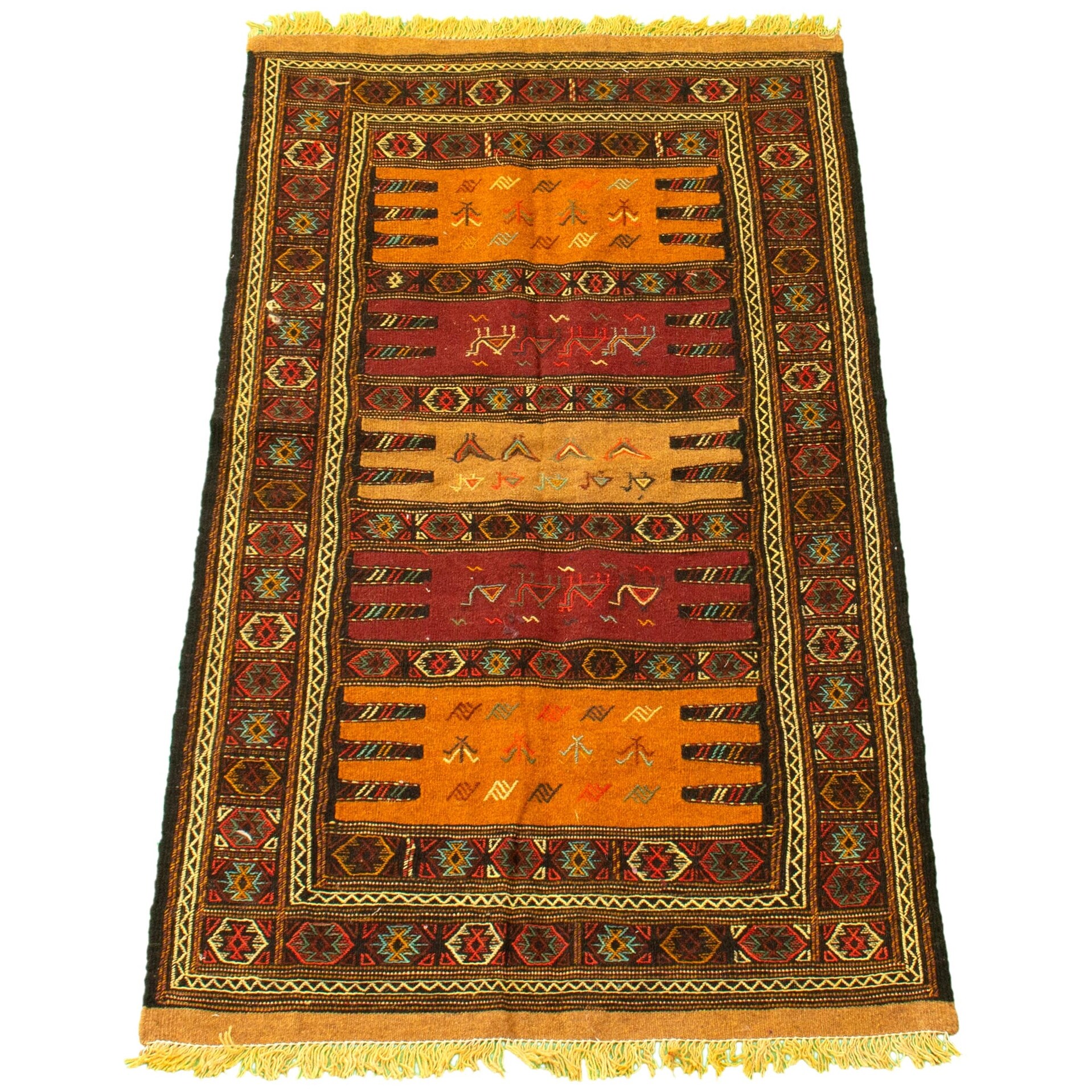 eCarpet Gallery Area Rug for Living Room Hand-Knotted Wool Rug 332957 Bedroom Ottoman Natura Bordered Red Kilim 3'7 x 5'5 eCarpet Gallery Area Rug for Living Room Hand-Knotted Wool Rug 332957 Bedroom Ottoman Natura Bordered Red Kilim 3'7 x 5'5