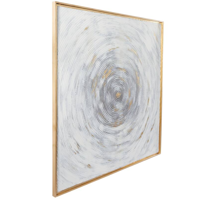 Metal Starburst Spiral Framed Wall Art with Gold Frame - White - Roche River Decor