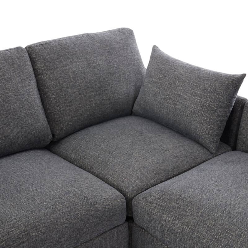 85.4" Chenille Modular Sectional Sofa with Ottoman and USB Ports - U/L-Shaped Convertible Design
