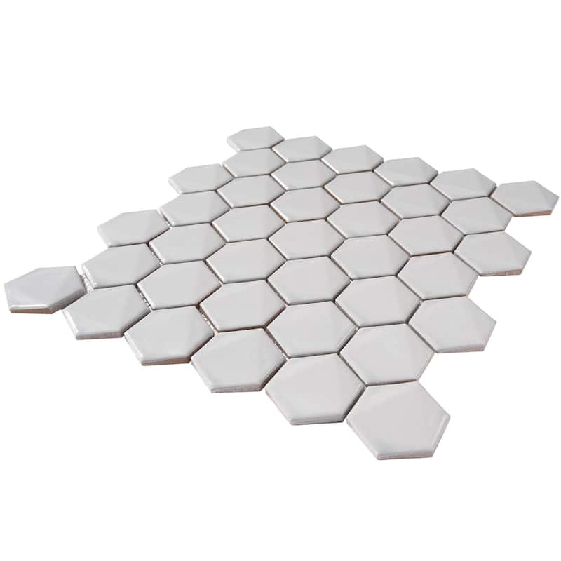 3D Hexagon 2" x 2" Glossy Porcelain Mosaic Tile