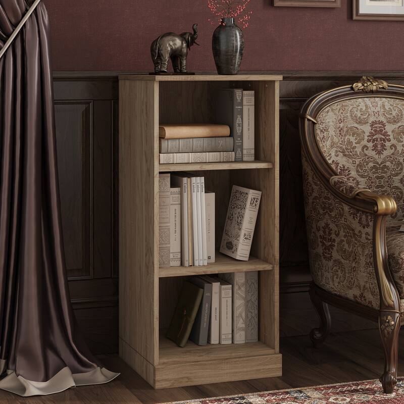 Palace Imports Premium 100% Solid European Oak Hardwood 3-Shelf Modular Bookcase - 16" Wide, 35.75" Tall - Natural Oak