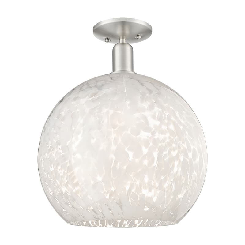 Innovations Lighting 716-1C-19-14 White Mouchette Semi-Flush White - Brushed Satin Nickel / White Mouchette