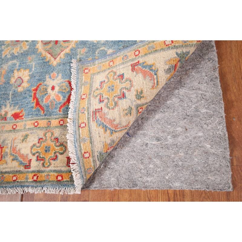 Blue Kazak Oriental Accent Rug Handmade Floral Wool Carpet - 3'3" x 4'11"