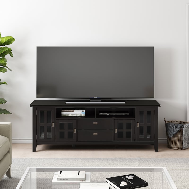 WYNDENHALL Stratford SOLID WOOD 72" Wide TV Media Stand For TVs up to 80" - Hickory Brown
