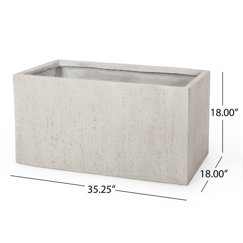 Ella Outdoor Modern Cast Stone Rectangular Planter by Christopher Knight Home