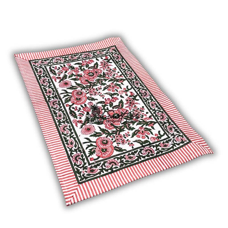Cotton Floral Block Print Tablecloth Collection