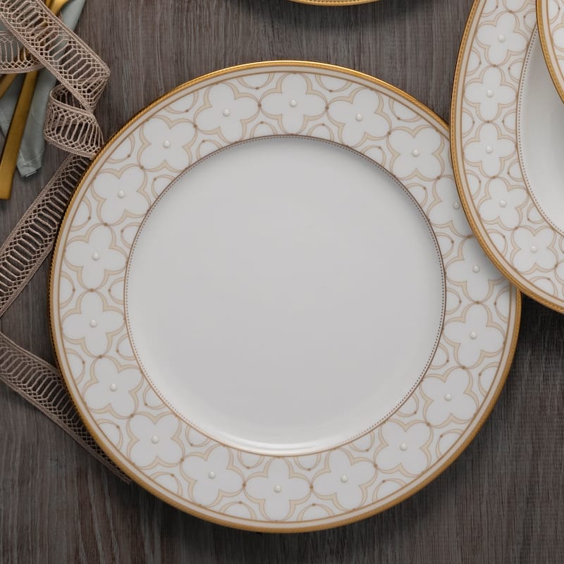 Noritake Trefolio Gold Set Of 4 Dinner Plates, 11"