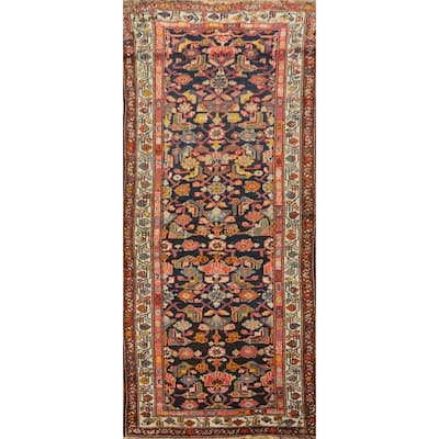 Hand Knotted Oriental 100% Wool Carpet Traditional Floral Navy Blue & Blues Bakhtiari Area Rug - 8' 1'' X 3' 6''