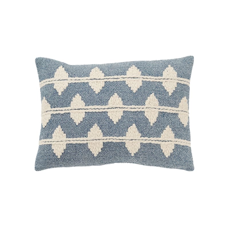 Rizzy Home Traditional Down Filled Decorative Pillow 14"x20" - Blue