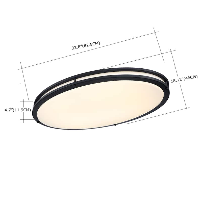 33-in Oval Brushed Nickle or Matte Black Finsh Led Flush Mount Light