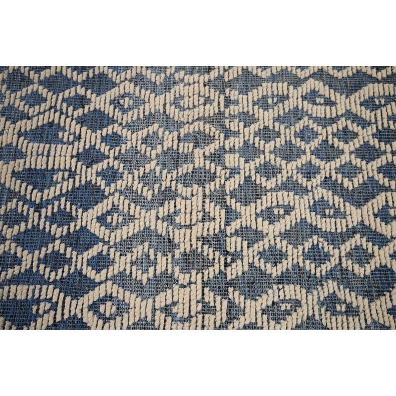 Trellis Moroccan Large Modern Area Rug Hand-Knotted Wool Carpet - 9'7" x 14'8"