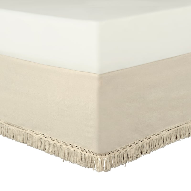 Lush Decor Boho Fringe 15-Inch Tailored Drop Easy Fit Bedskirt